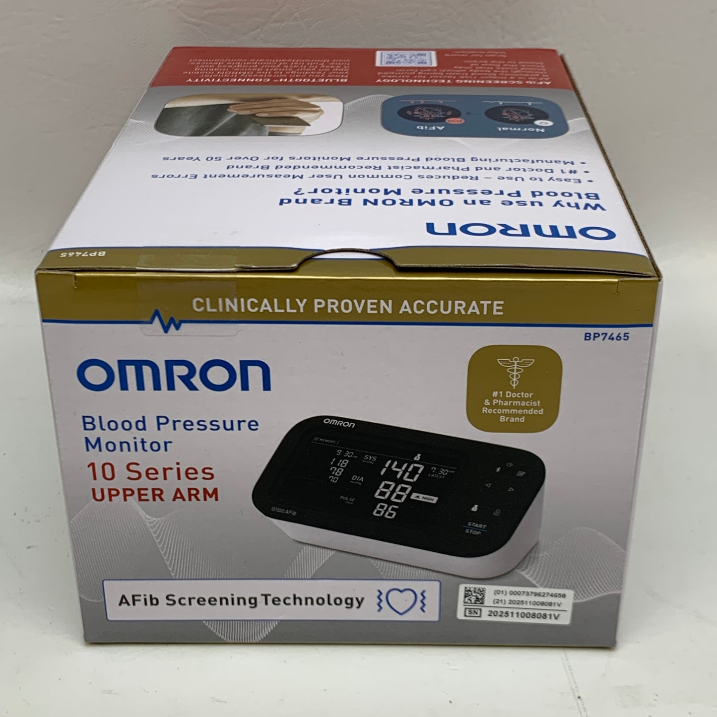 New Omron 10 Series Wireless Blood Pressure Monitor - BP7465 - AFib Detection