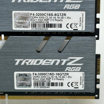 G.Skill TridentZ RGB Series 16GB (2x8GB) RAM DDR4 3200MHz F4-3200C16S-8GTZR