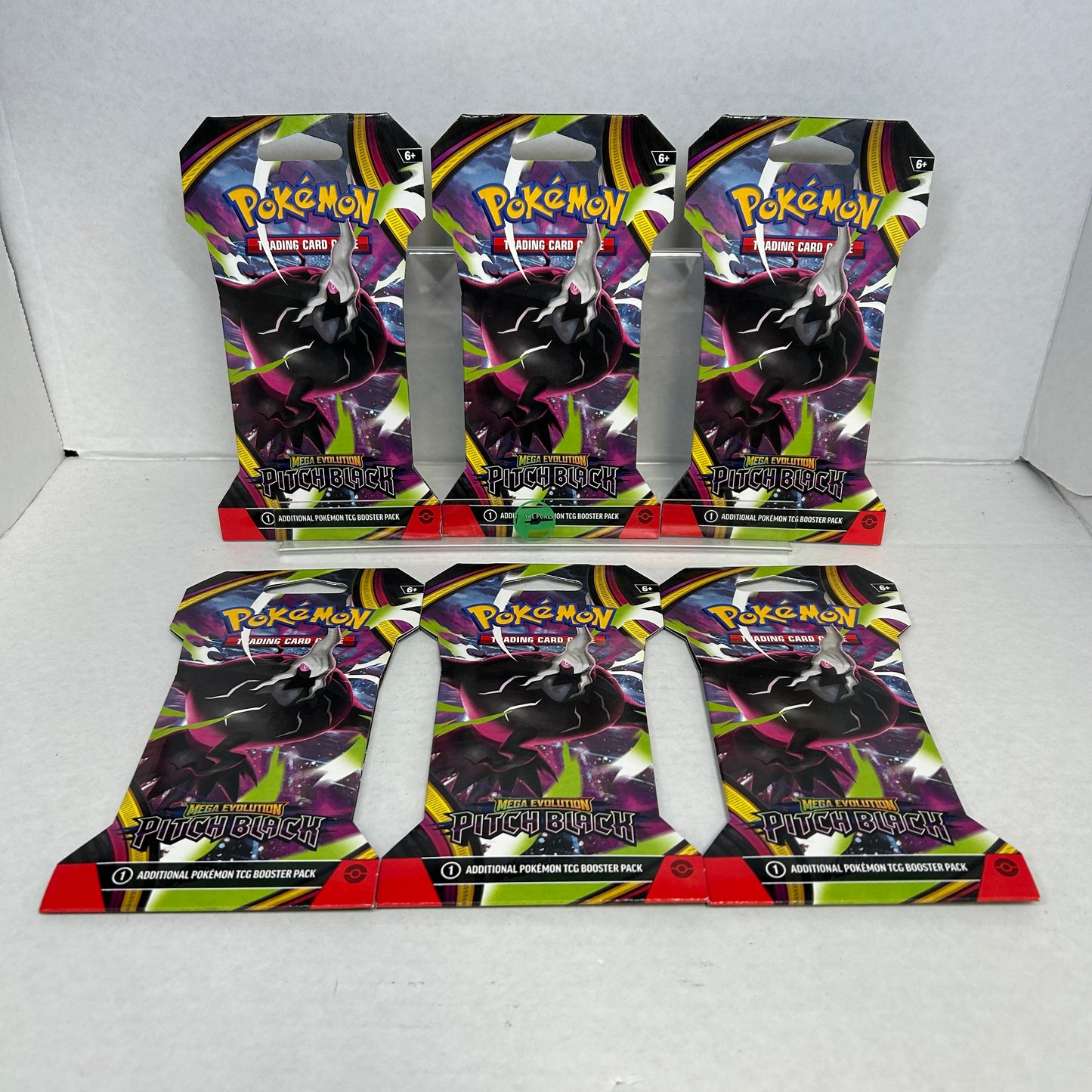 NEW Lot of 6 Pokémon Mega Evolution Pitch Black Sleeved Booster Packs