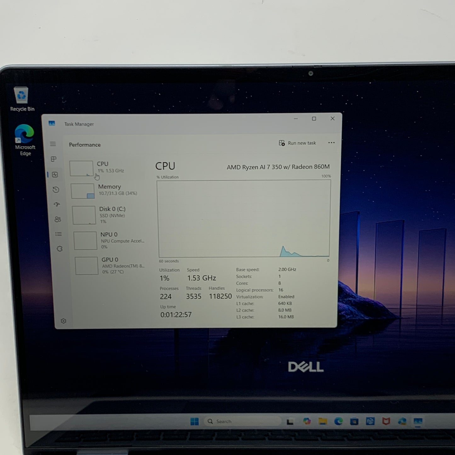 Dell 16 Plus DB16255 16" Ryzen AI 7 350 2.0GHz 32GB RAM 1TB SSD