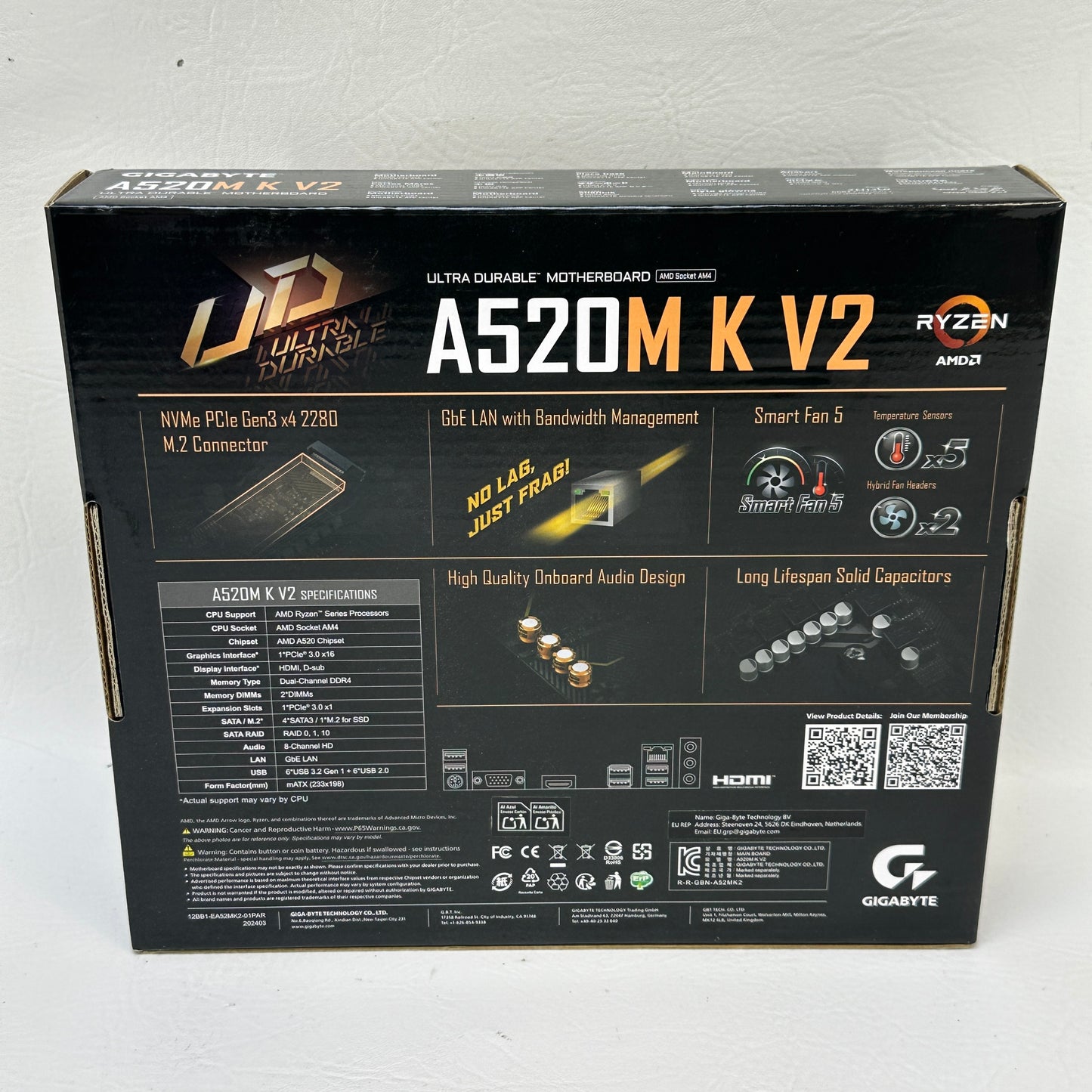 New Gigabyte A520M K V2 AM4 mATX AMD DDR4 Ultra Durable Motherboard