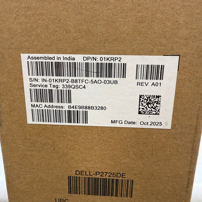 New Dell 27" 2725DE LED-Backlit LCD IPS Business Hub Docking Monitor