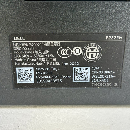 Dell P2222H 22" IPS LED Monitor 1080p Full HD DisplayPort HDMI VGA USB Hub