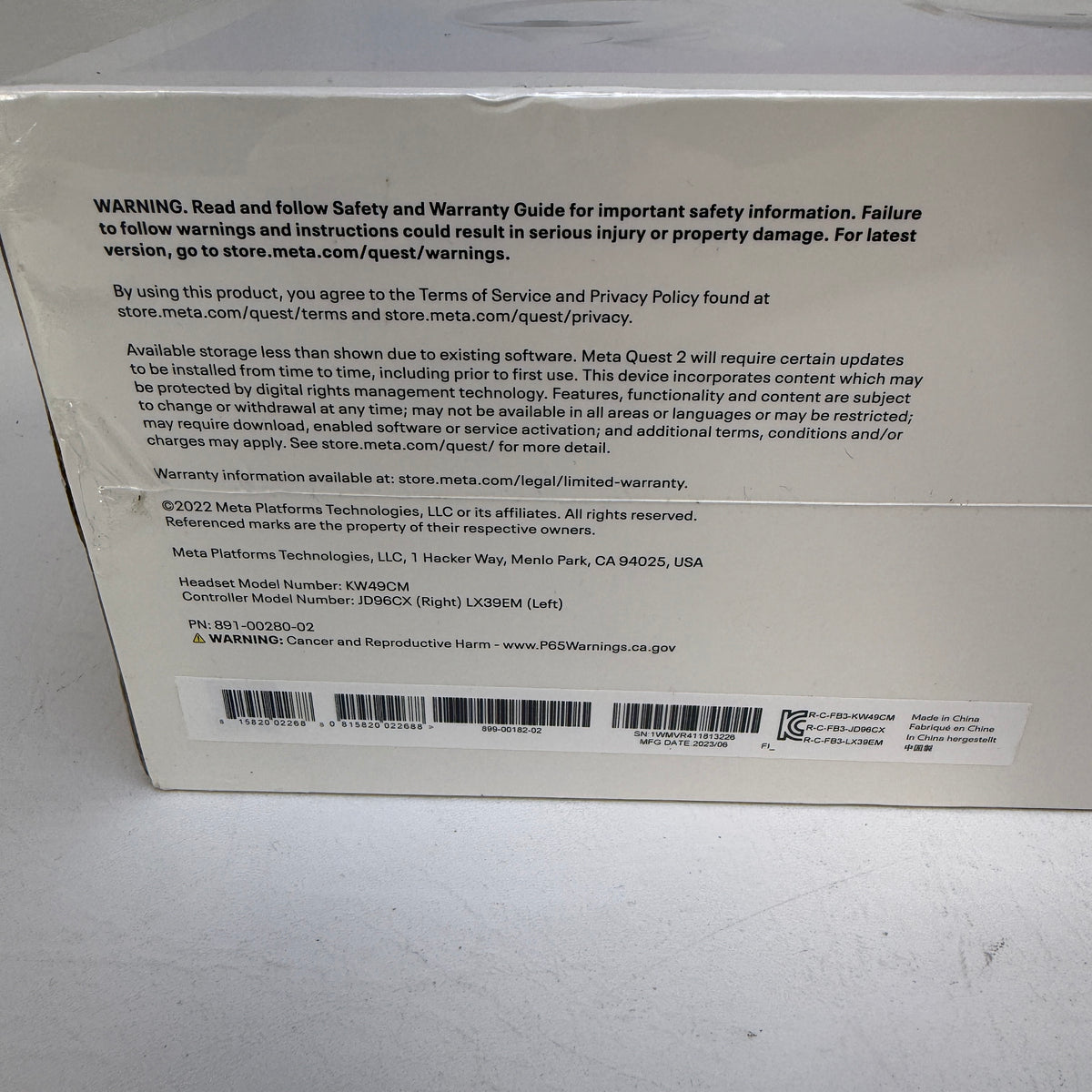 New Meta Quest 2 128GB Standalone All-in-One VR Headset KW49CM