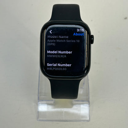 GPS Only Apple Watch Series 10 46MM Jet Black Aluminum Black Sport Band MWWQ3LW/A