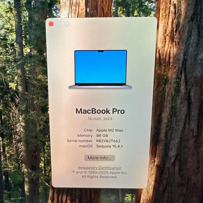 2023 Apple MacBook Pro 16" M2 Max 38C GPU 3.5GHz 96GB RAM 2TB SSD A2780