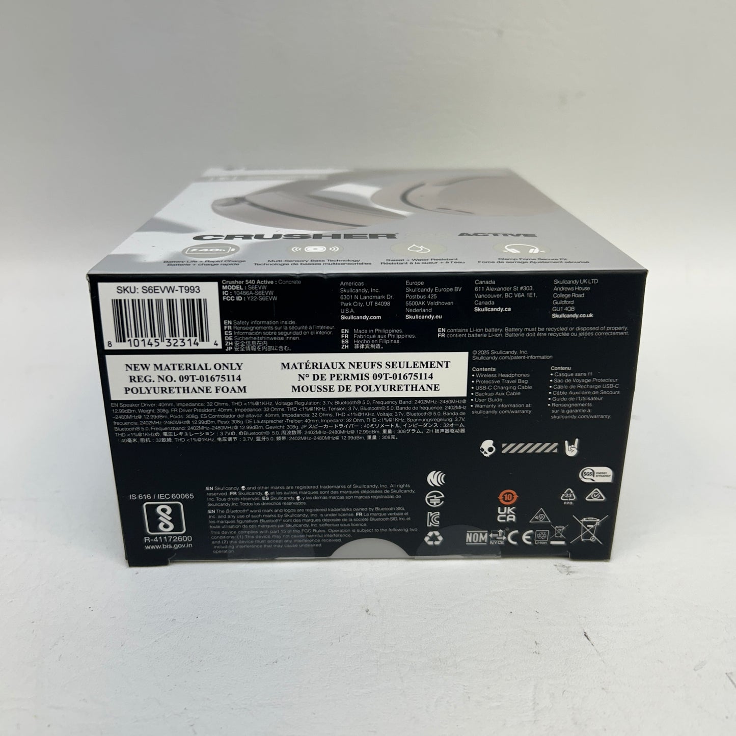 New Skullcandy Crusher Evo Wireless On-Ear Bluetooth Headphones Gray S6EVW-T993