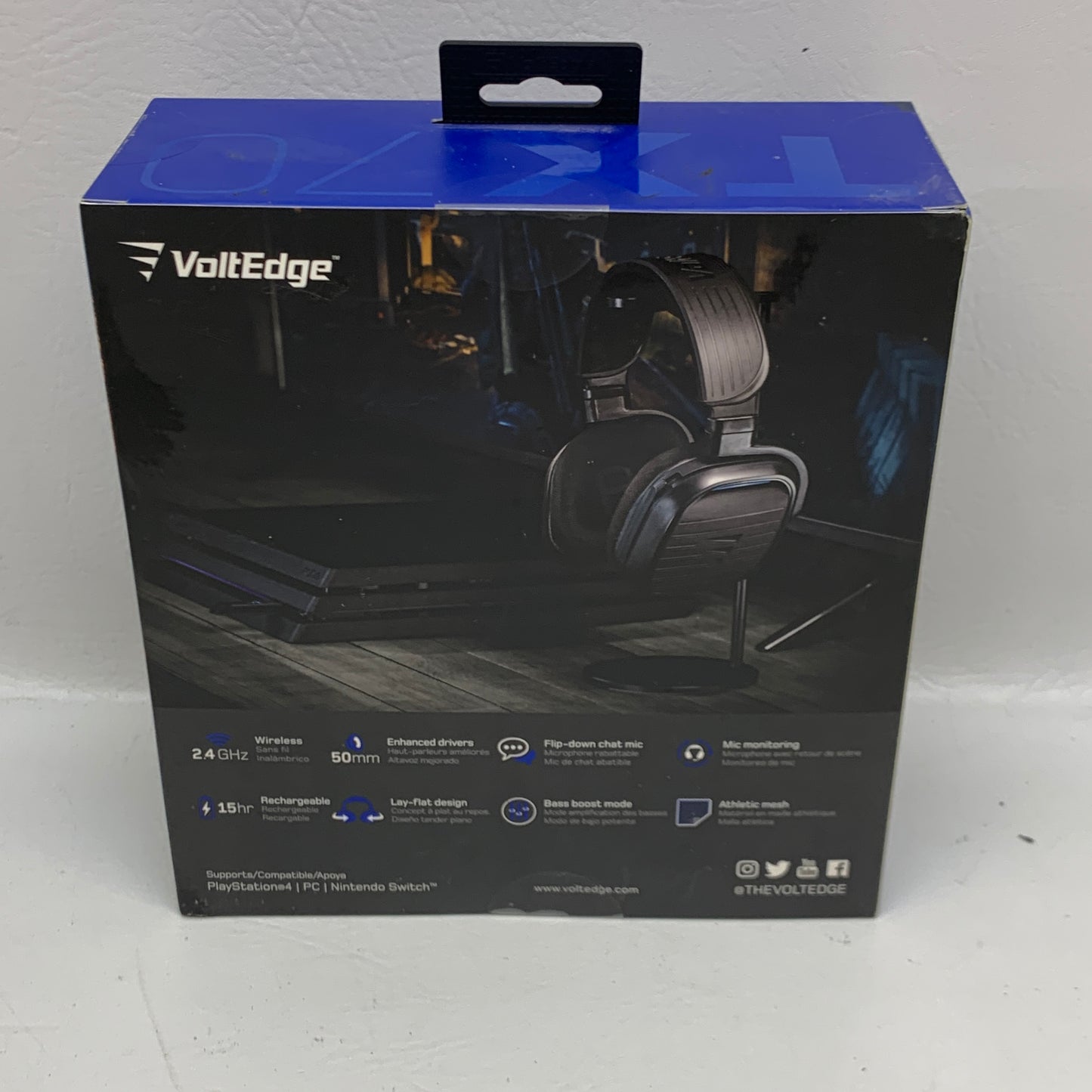 New VoltEdge TX-70 Wireless RF Stereo Gaming Headset - 50mm Drivers - Black
