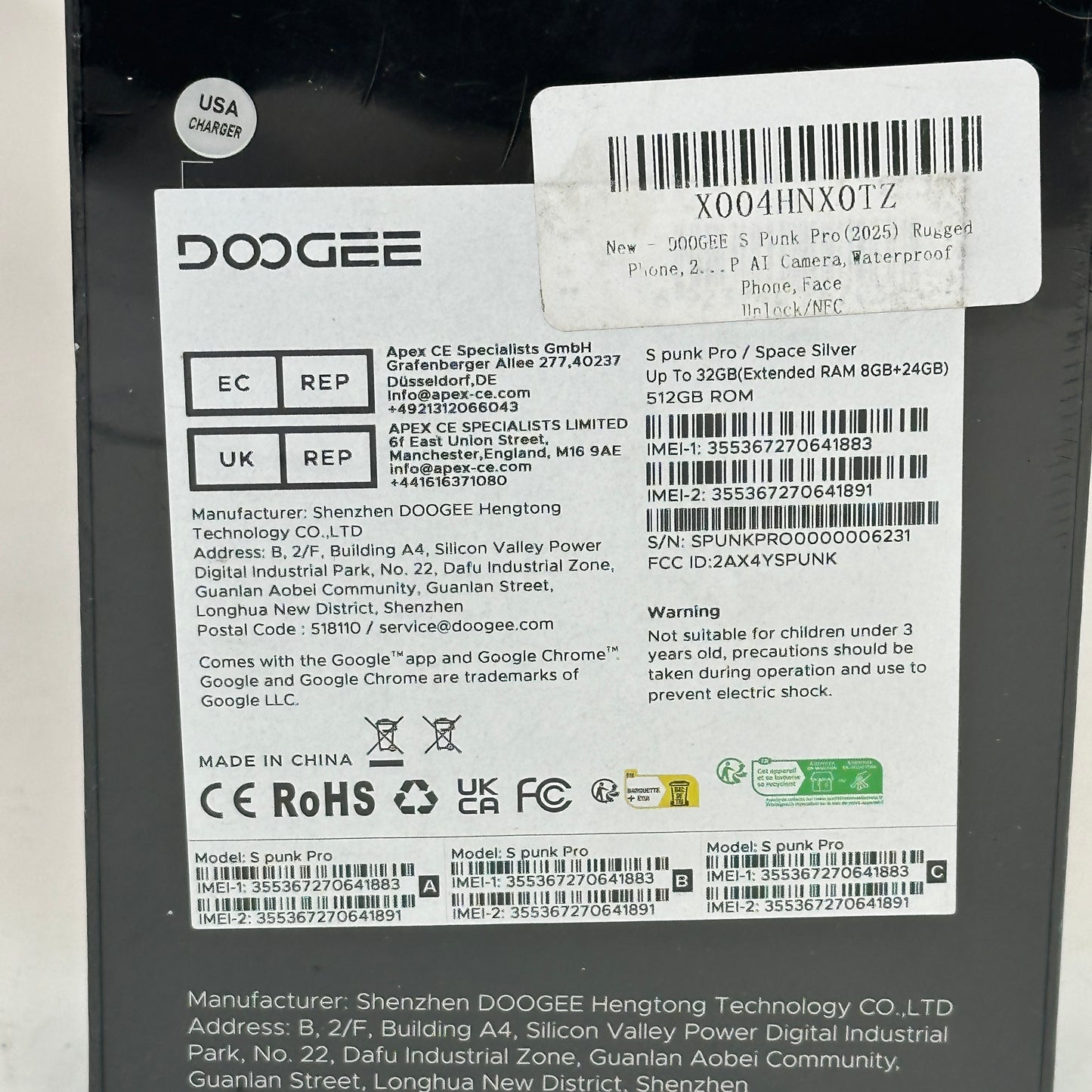 New Doogee S Punk Pro 512GB Space Silver 32GB RAM GSM Unlocked Rugged Phone