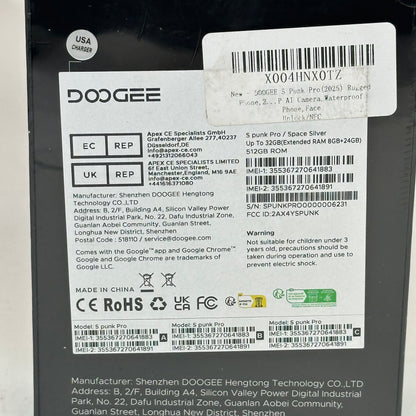 New Doogee S Punk Pro 512GB Space Silver 32GB RAM GSM Unlocked Rugged Phone