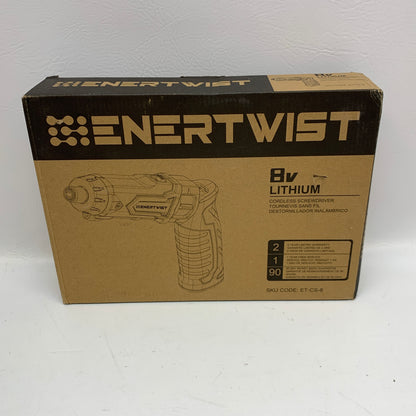 New Enertwist 8V Max Cordless Screwdriver ET-CS-8 Pivot Handle 82pc Bit Set Case