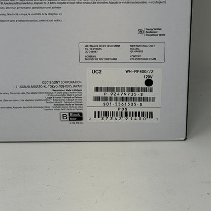 New Sony WH-RF400 Wireless On-Ear Bluetooth Headphones Black
