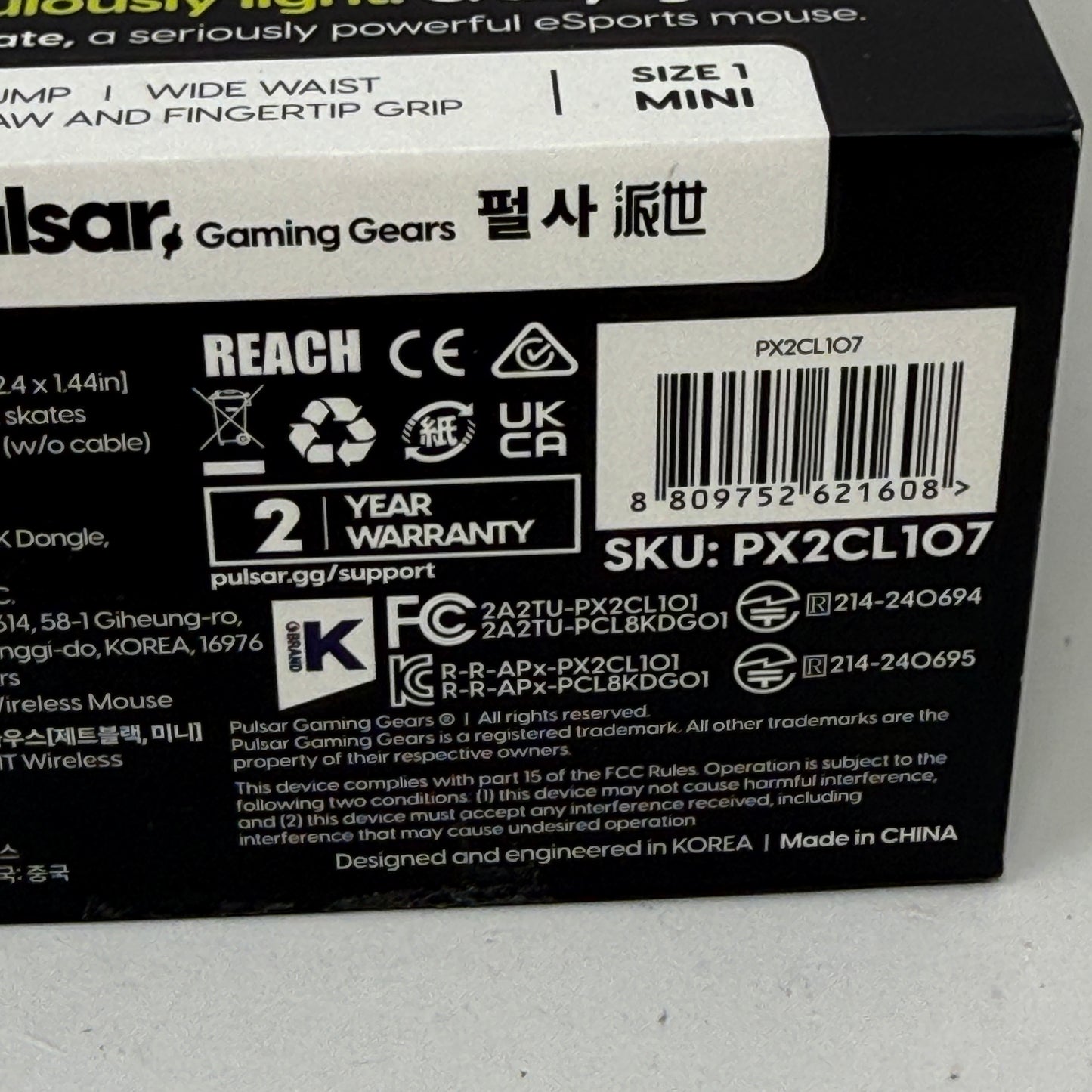 Pulsar X2 Crazylight Mini Wireless Gaming Mouse PX2CL107