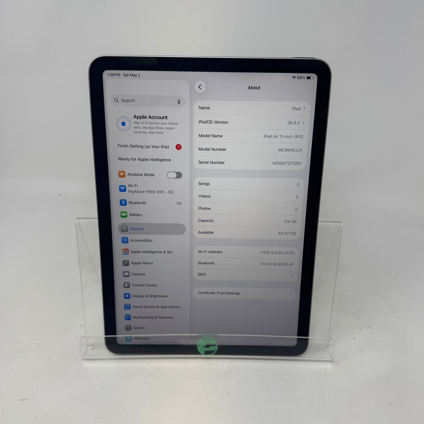 WiFi Only Apple iPad Air 11" M3 128GB Space Gray MC9W4LL/A