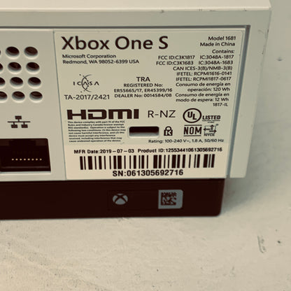 Microsoft Xbox One S 1TB Console Gaming System White 1681