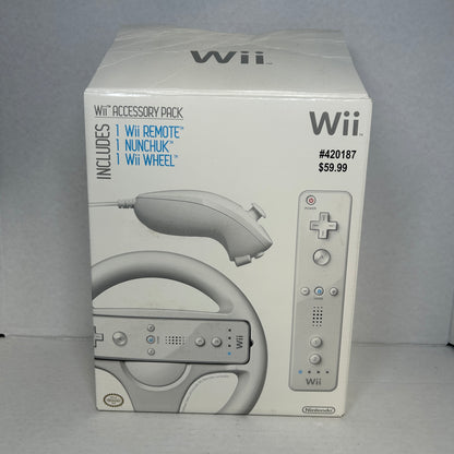 Nintendo Wii Accessory Pack Wii Remote Nunchuk Wii Wheel RVL-AK601 2008