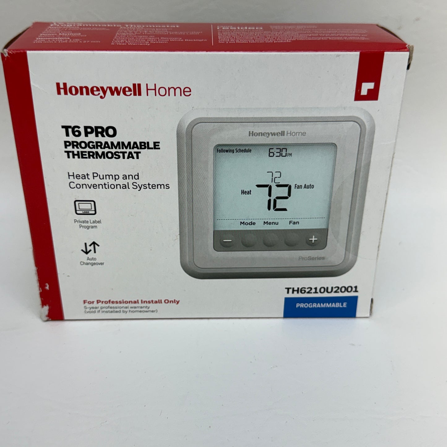New Honeywell T6 Pro Programmable White Thermostat H6220WF2006/U