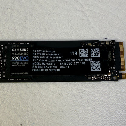 Samsung M.2 2280 MZ-V9E1T0 1TB M.2 NVMe Gen 4.0 x 4 SSD 