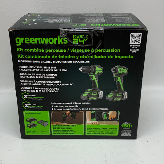 New Greenworks 24V Brushless Drill & Impact Driver Combo Kit