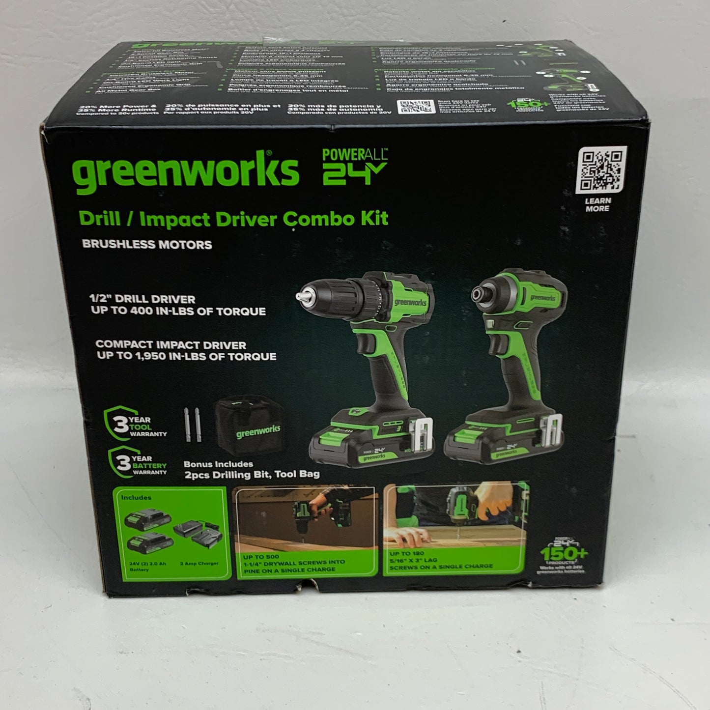 New Greenworks 24V Brushless Drill & Impact Driver Combo Kit