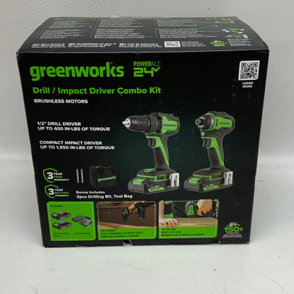 New Greenworks 24V Brushless Drill & Impact Driver Combo Kit
