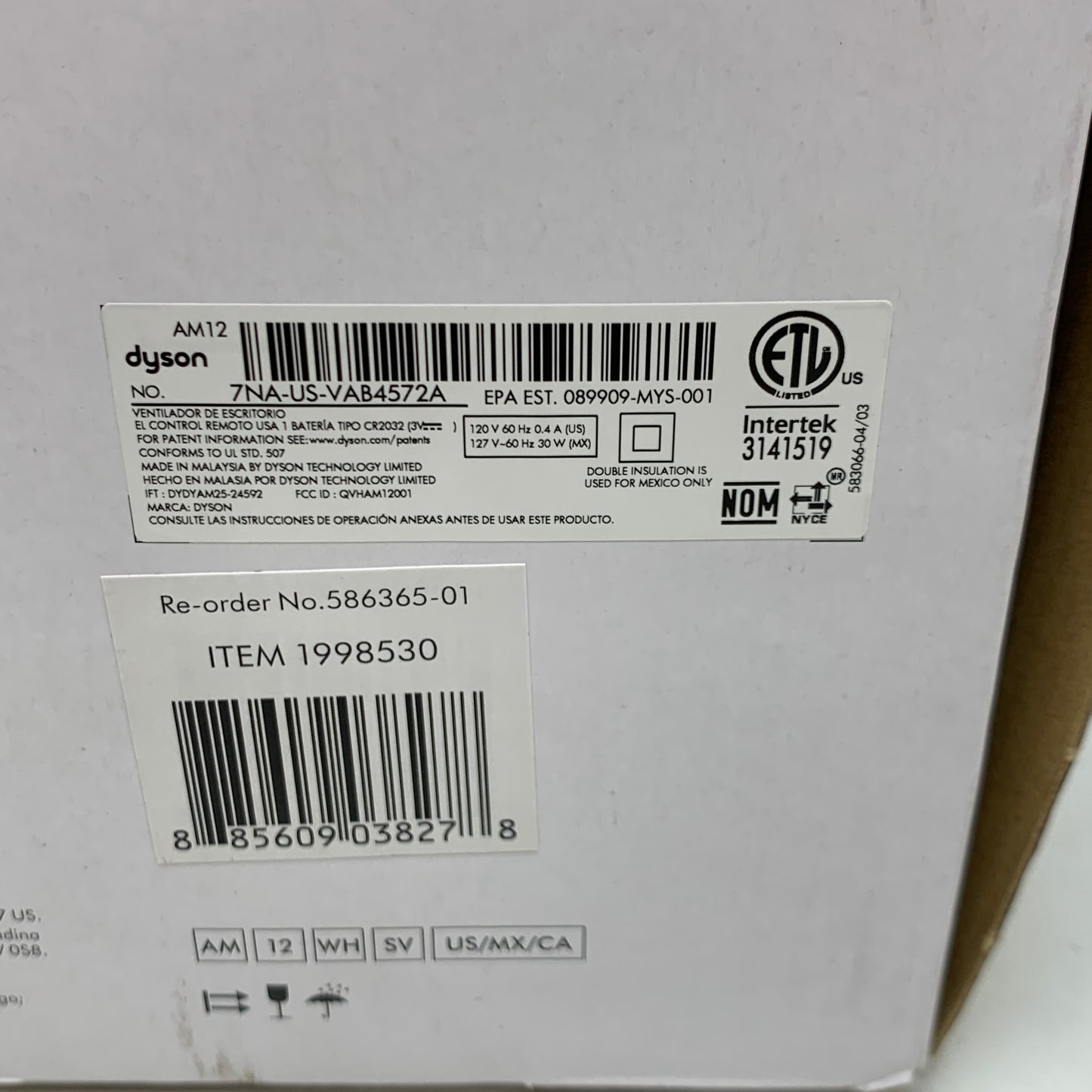 New Dyson Cool CF1 Desk Fan / Tabletop Fan AM12