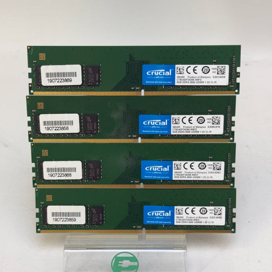 Crucial DDR4-2666 UDIMM 1.2V CL19 32GB (4x8GB) RAM DDR4 2666MHz CT8G4DFS8266
