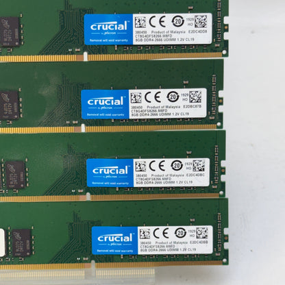 Crucial DDR4-2666 UDIMM 1.2V CL19 32GB (4x8GB) RAM DDR4 2666MHz CT8G4DFS8266