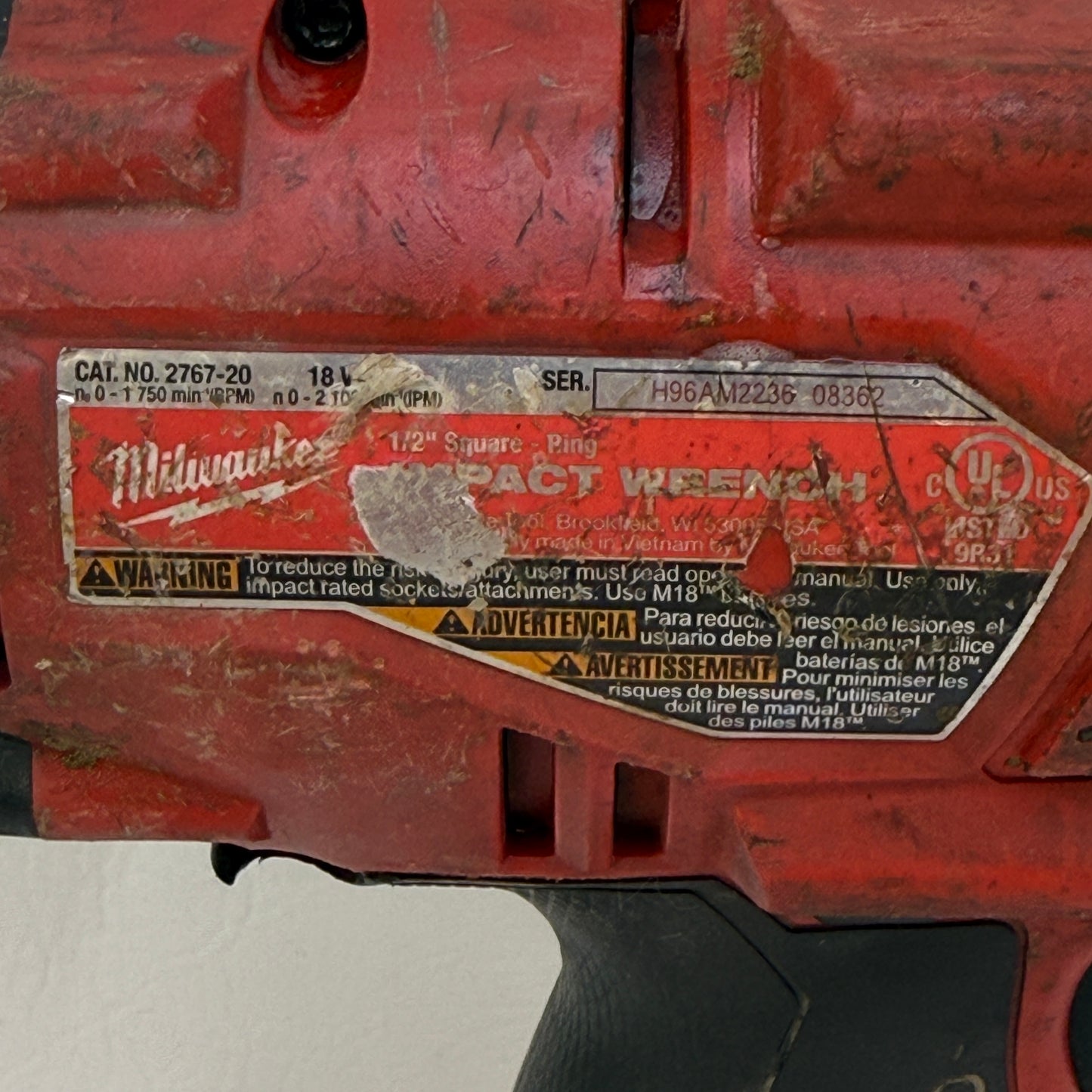 Milwaukee 2767-20 M18 18V 1/2" Square Ring Impact Wrench