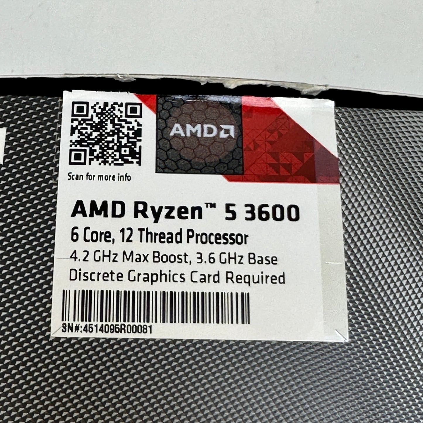AMD Ryzen 5 3600 3.6 GHz 6 Core 100-100000031BOX 12 Thread AM4 w/ CPU Cooler