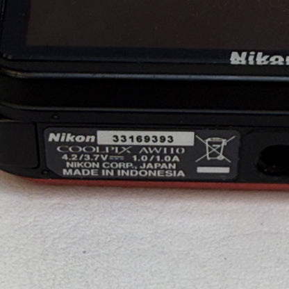 Nikon Coolpix AW110 16.0MP Orange Compact Digital