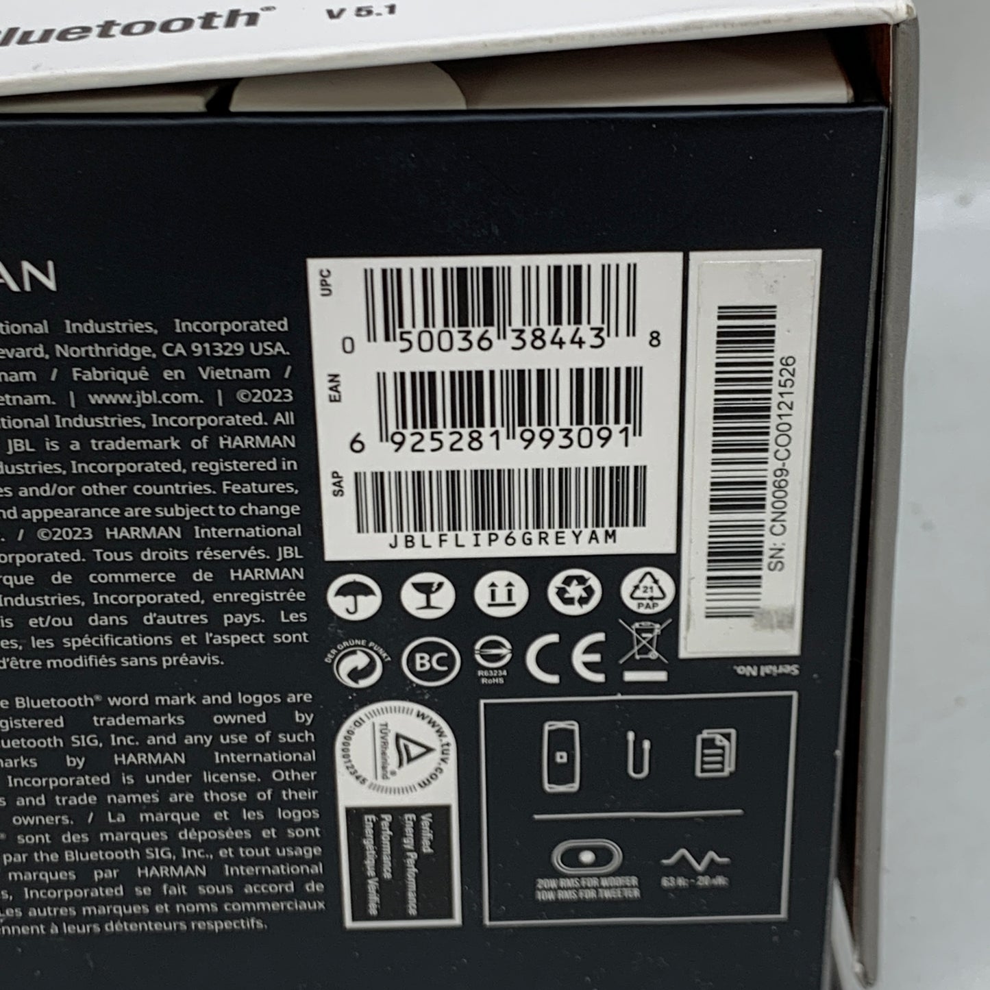 JBL Flip 7 Portable Waterproof Bluetooth Speaker Black JBLFLIP6GREYAM
