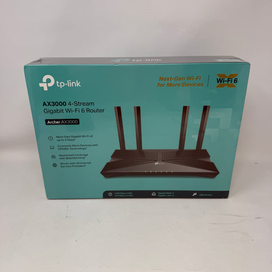 New TP-Link Archer Dual Band WiFi 6 AX3000 Mesh WiFi Router