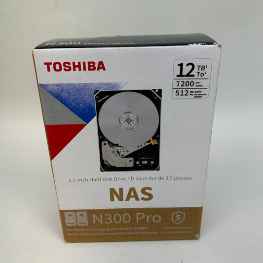 New Toshiba 3.5" N300 Pro 12TB SATA III 6Gbps 7200RPM HDD HDWG51CXZSTB