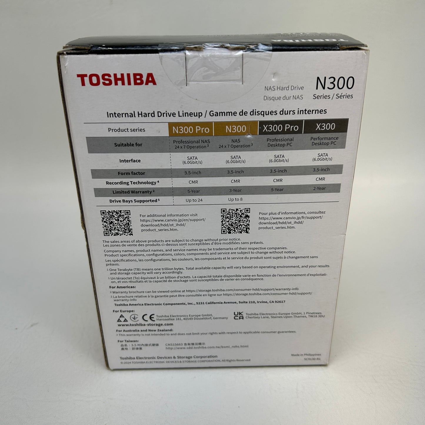 New Toshiba 3.5" N300 Pro 12TB SATA III 6Gbps 7200RPM HDD HDWG51CXZSTB