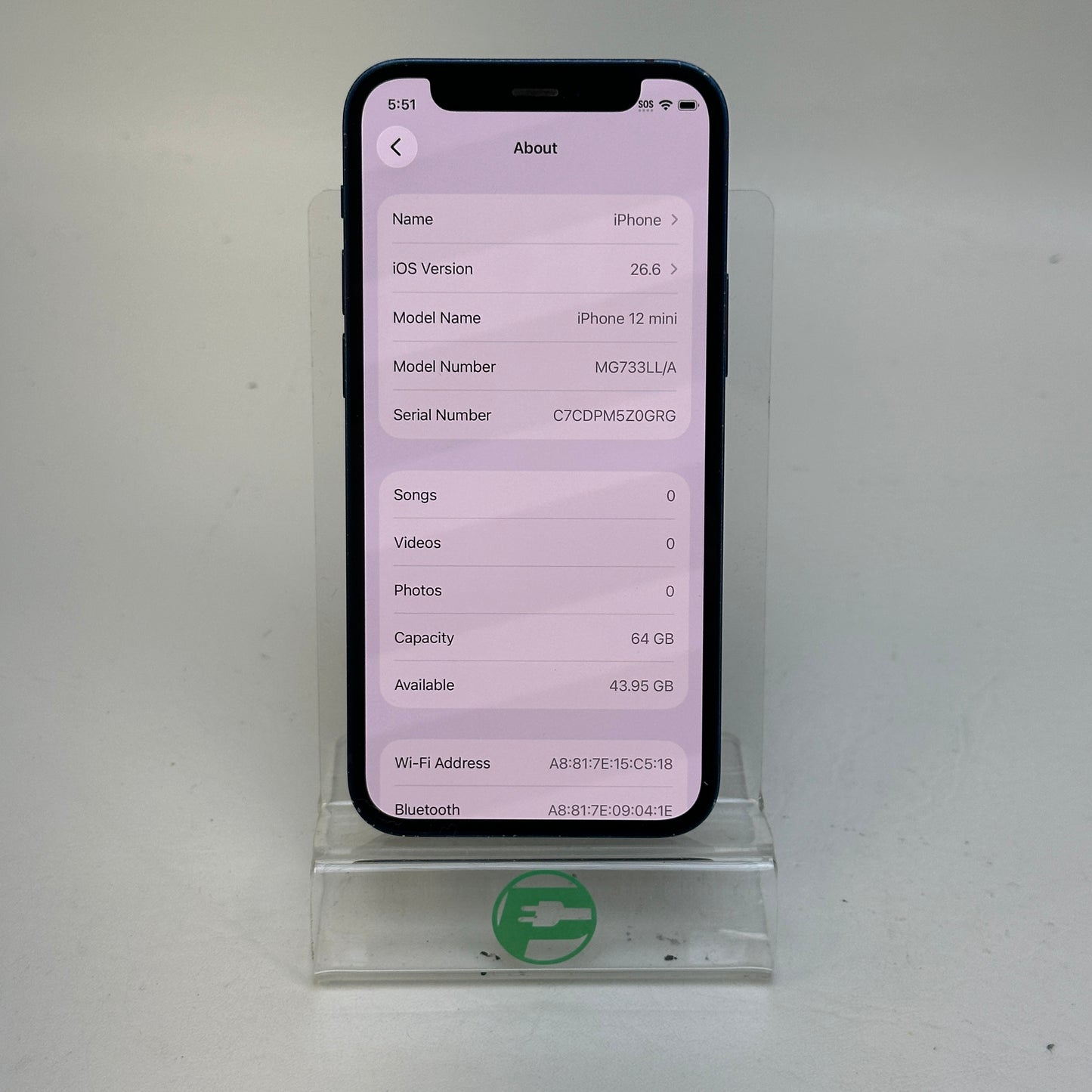 Factory Unlocked Apple iPhone 12 Mini 64GB Blue MG733LL/A