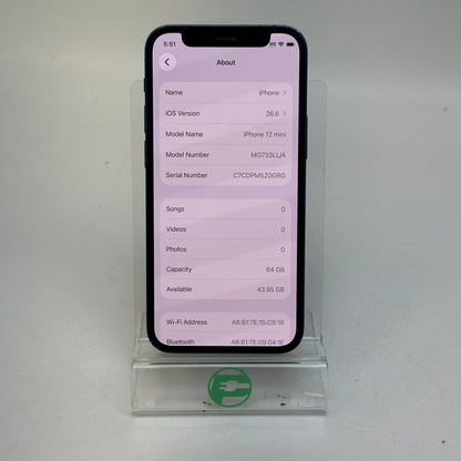 Factory Unlocked Apple iPhone 12 Mini 64GB Blue MG733LL/A