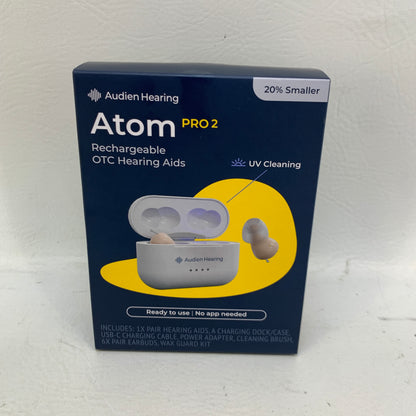 New Audien Atom Pro 2 Rechargeable Hearing Aids  ATOM-PRO-2-BEIGE