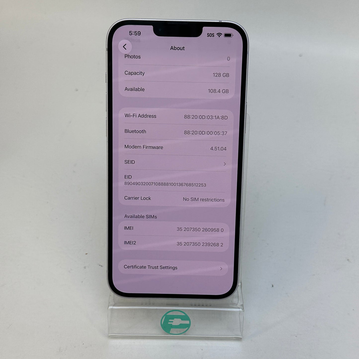 Factory Unlocked Apple iPhone 14 Plus 128GB Purple MQ3U3LL/A