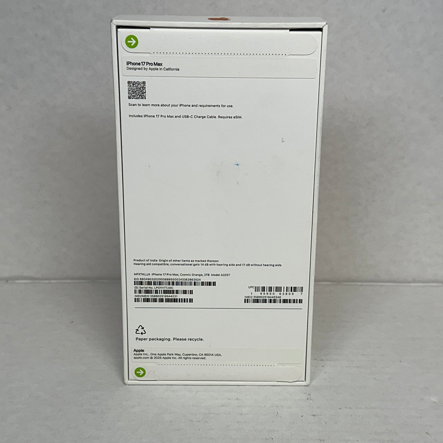 New Factory Unlocked Apple iPhone 17 Pro Max 2TB Cosmic Orange MFXT4LL/A