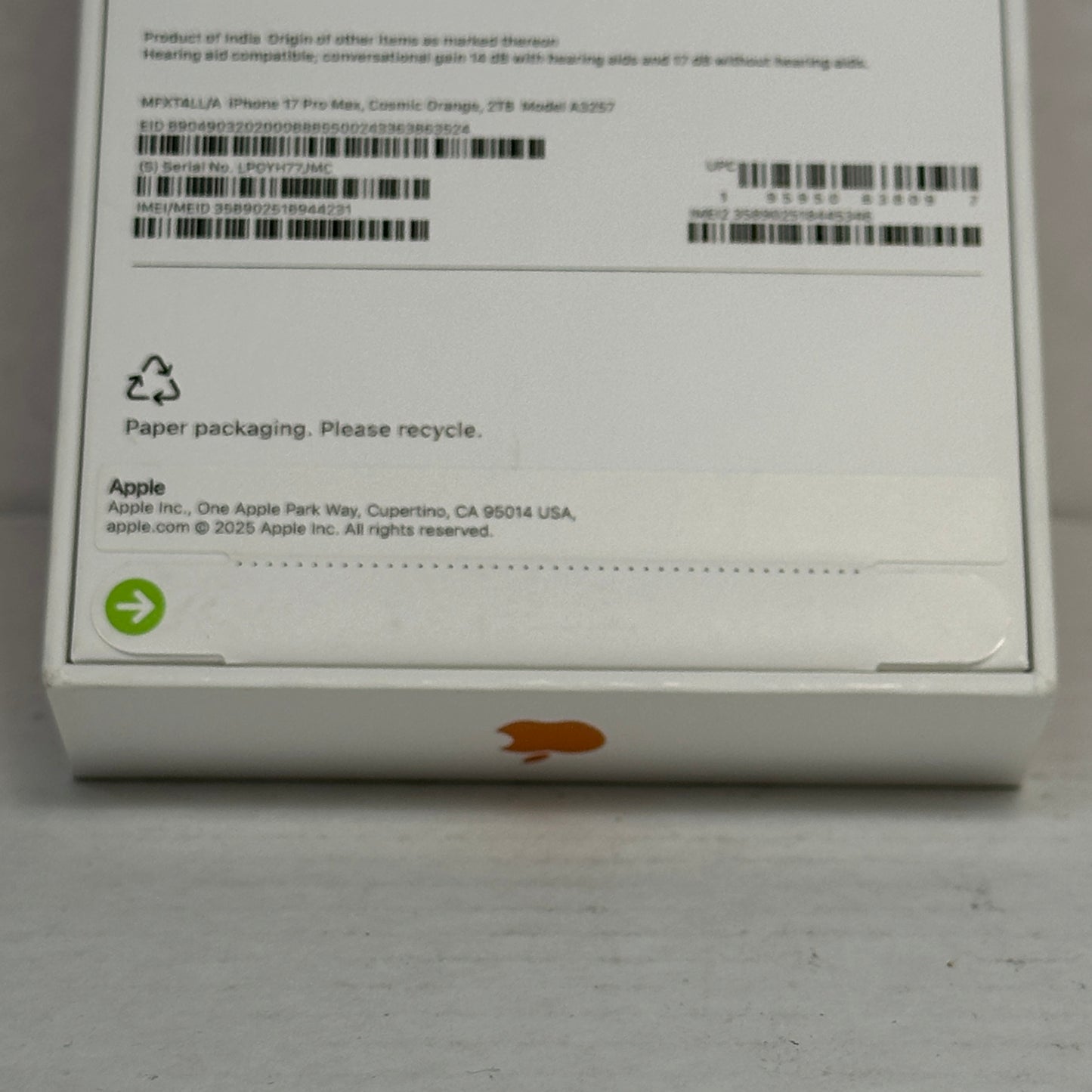 New Factory Unlocked Apple iPhone 17 Pro Max 2TB Cosmic Orange MFXT4LL/A