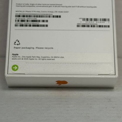 New Factory Unlocked Apple iPhone 17 Pro Max 2TB Cosmic Orange MFXT4LL/A