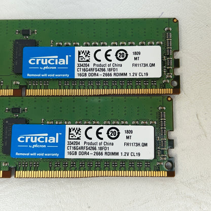 Micron 32GB Kit (2x16GB) DDR4 2666MHz PC4-2666V RAM 