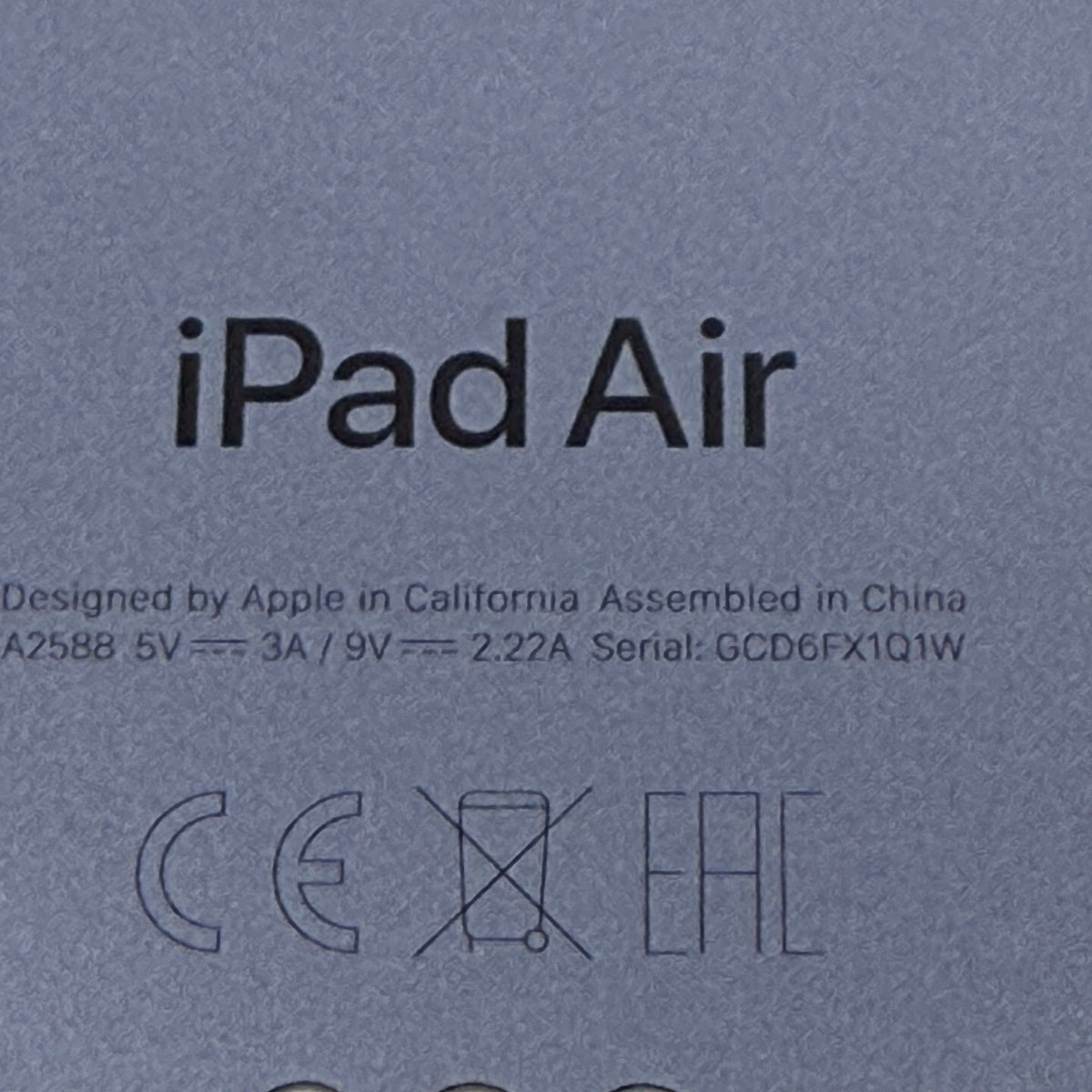 WiFi Only Apple iPad Air 5th Gen 64GB Purple MME23FD/A