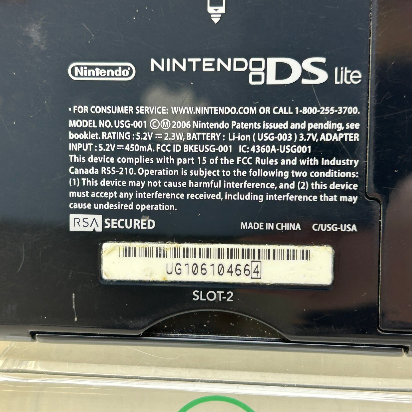 Nintendo DS Lite Handheld Game Console USG-001 Black