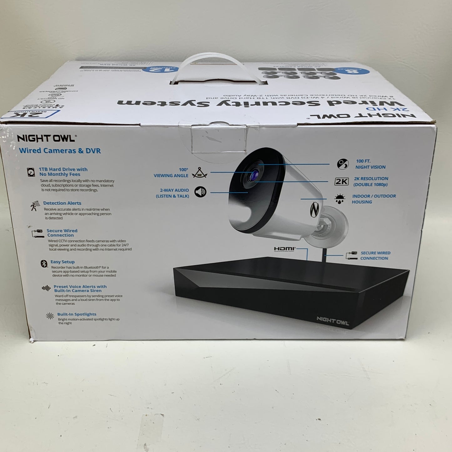 New Night Owl 2K HD Wired Security System 8 Cameras 12CH DVR 1TB 2-Way Audio