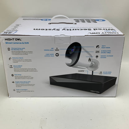 New Night Owl 2K HD Wired Security System 8 Cameras 12CH DVR 1TB 2-Way Audio