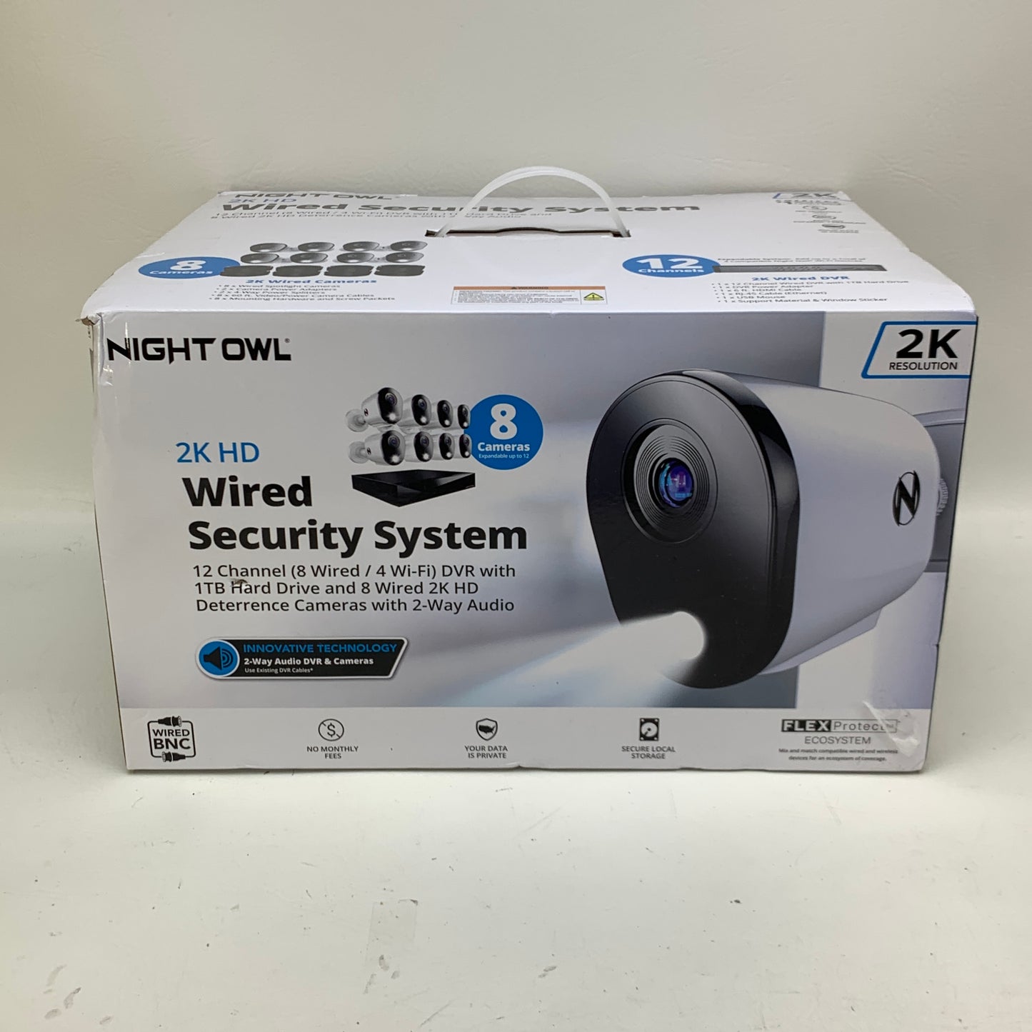 New Night Owl 2K HD Wired Security System 8 Cameras 12CH DVR 1TB 2-Way Audio