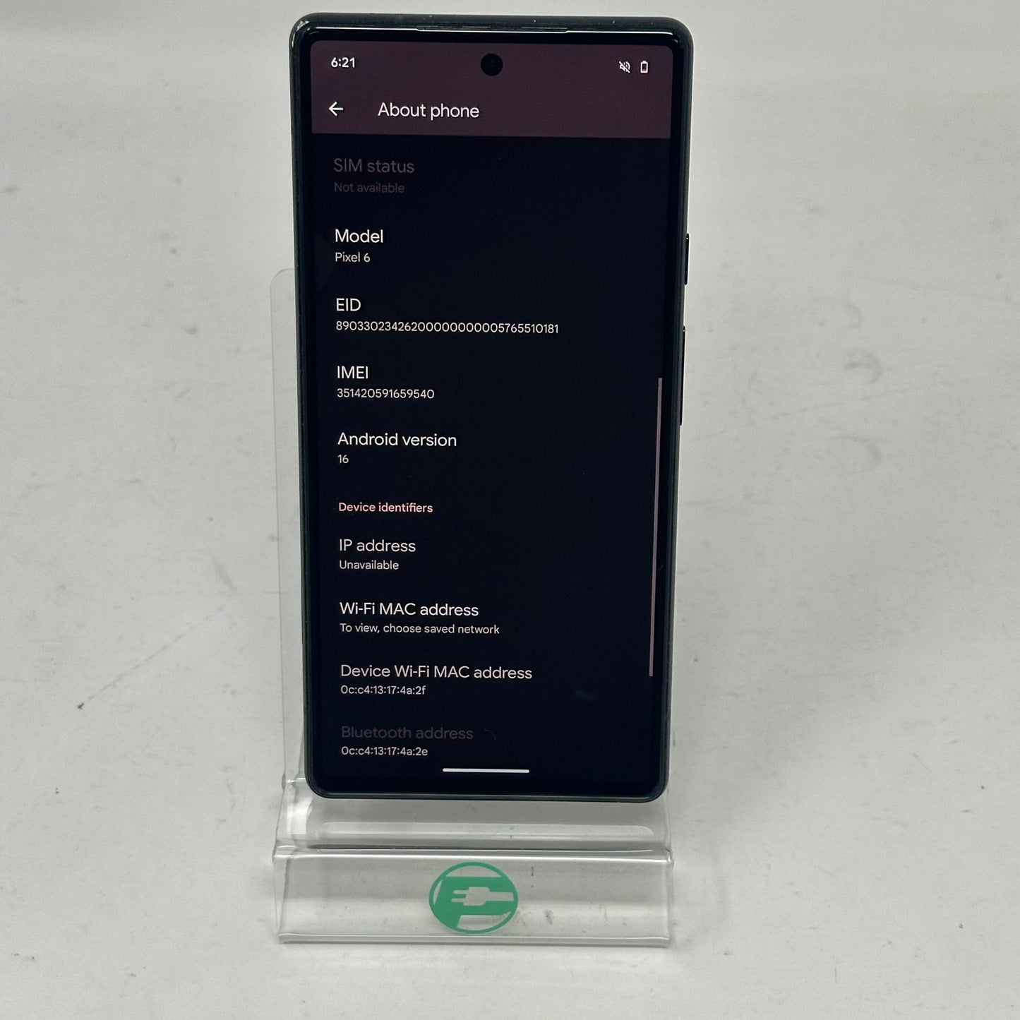 T-Mobile Google Pixel 6 128GB Stormy Black GA02350-US