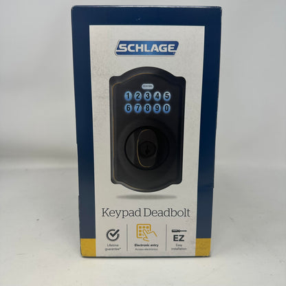 New Schlage BE365 V CAM 716 Steel Electronic Deadbolt Aged Bronze